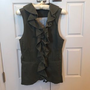 Alice and Olivia Olive green ruffled vest